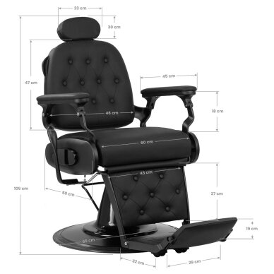 Profesionali barberio kėdė kirpykloms ir grožio salonams GABBIANO FRANCESCO, juodos spalvos 14 Profesionali barberio kėdė kirpykloms ir grožio salonams GABBIANO FRANCESCO, juodos spalvos 14