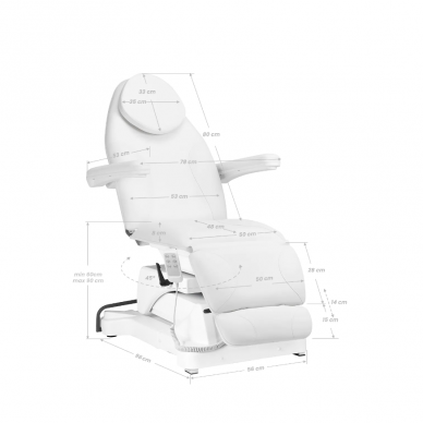 Profesionali elektrinė kosmetologinė kėdė-gultas SILLON BASIC, baltos spalvos (3 varikliai) 19 Profesionali elektrinė kosmetologinė kėdė-gultas SILLON BASIC, baltos spalvos (3 varikliai) 19