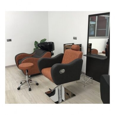 Profesionali kirpyklos kėdė grožio salonams su atlošiamu nugaros atlošu GALA DE PELUQUERÍA 10 Profesionali kirpyklos kėdė grožio salonams su atlošiamu nugaros atlošu GALA DE PELUQUERÍA 10