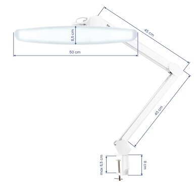 Profesionali LED lempa kosmetologams tvirtinama prie paviršių ELEGANTE, baltos spalvos 6 Profesionali LED lempa kosmetologams tvirtinama prie paviršių ELEGANTE, baltos spalvos 6