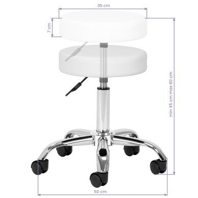Profesionali meistro kėdė - balnas kosmetologams AM-310 V, baltos spalvos 3