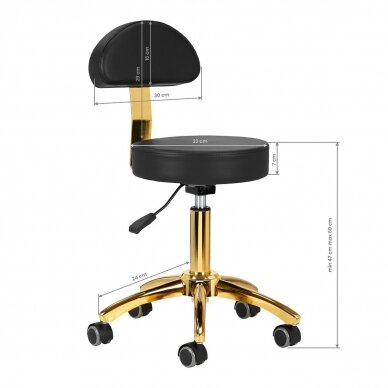 Profesionali meistro kėdė kosmetologams AM-304G, juoda su aukso spalvos detalėmis 6
