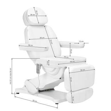 Profesionali elektrinė kosmetologinė kėdė - gultas SILLON CLASSIC su šildymo funkcija, 3 variklių, baltos spalvos 16 Profesionali elektrinė kosmetologinė kėdė - gultas SILLON CLASSIC su šildymo funkcija, 3 variklių, baltos spalvos 16