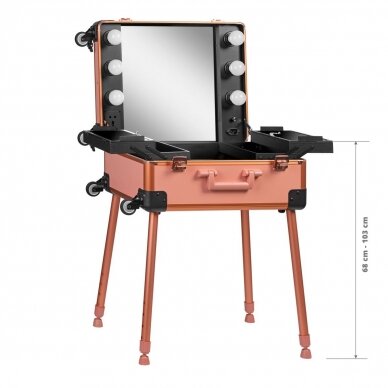 Profesionalus kosmetikos lagaminas T-27 ROSE GOLD 7 Profesionalus kosmetikos lagaminas T-27 ROSE GOLD 7