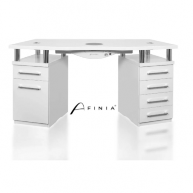 Profesionalus manikiūro stalas grožio salonui AFINIA UNBODIED SK05, baltos spalvos Profesionalus manikiūro stalas grožio salonui AFINIA UNBODIED SK05, baltos spalvos