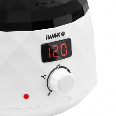 Profesionalus vaško šildytuvas skardinėms ir granulėms iWAX DIAMOND TECH 400ML 100W, baltos spalvos 5 Profesionalus vaško šildytuvas skardinėms ir granulėms iWAX DIAMOND TECH 400ML 100W, baltos spalvos 5