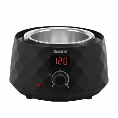 Profesionalus vaško šildytuvas skardinėms ir granulėms iWAX DIAMOND TECH 400ML 100W, juodos spalvos 1 Profesionalus vaško šildytuvas skardinėms ir granulėms iWAX DIAMOND TECH 400ML 100W, juodos spalvos 1