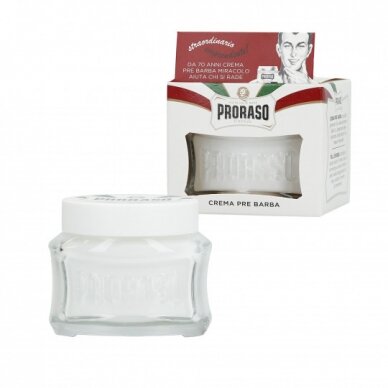 PRORASO WHITE LINE PRE-SHAVING CREAM Raminamasis kremas prieš skutimąsi, 100ml. PRORASO WHITE LINE PRE-SHAVING CREAM Raminamasis kremas prieš skutimąsi, 100ml.