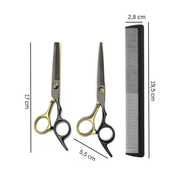 Profesionalus kirpėjo žirklių rinkinys GOLD BLACK 3 Profesionalus kirpėjo žirklių rinkinys GOLD BLACK 3