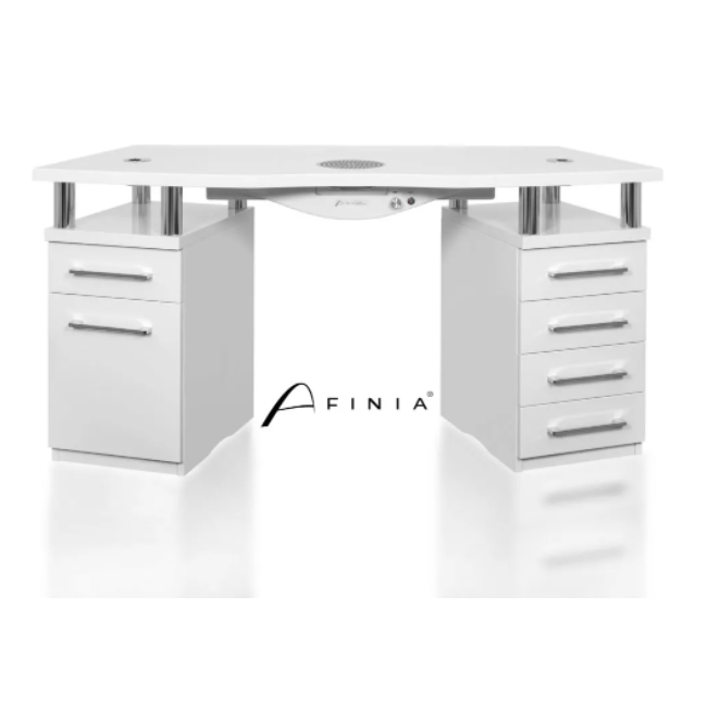 Profesionalus manikiūro stalas grožio salonui AFINIA UNBODIED SK05, baltos spalvos Profesionalus manikiūro stalas grožio salonui AFINIA UNBODIED SK05, baltos spalvos