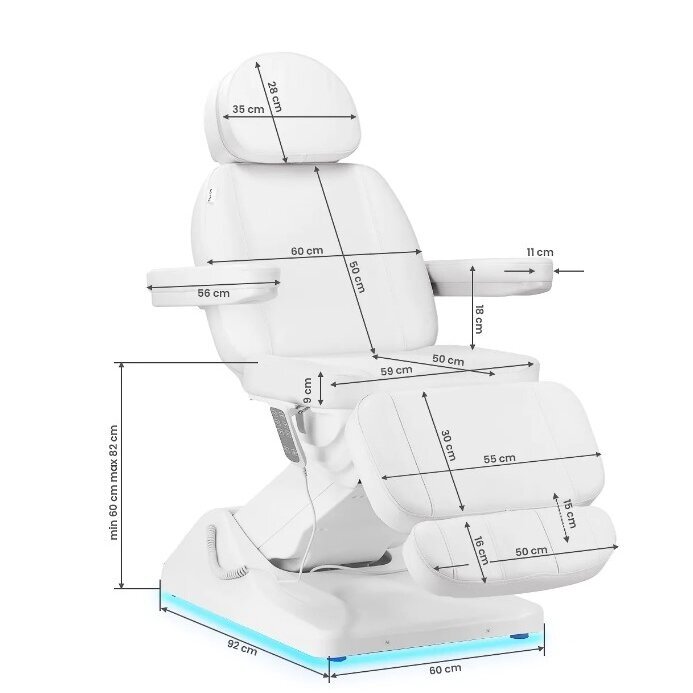 Profesionalus elektrinis gultas-lova kosmetologams SILLON LUXURY (3 varikliai ), baltos spalvos 16 Profesionalus elektrinis gultas-lova kosmetologams SILLON LUXURY (3 varikliai ), baltos spalvos 16