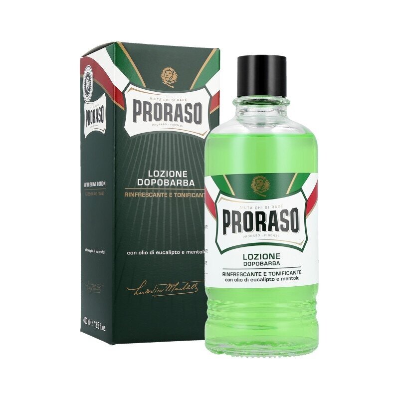 PRORASO GREEN Gaivinantis skystis po skutimosi normaliai odai, 400 ml. PRORASO GREEN Gaivinantis skystis po skutimosi normaliai odai, 400 ml.