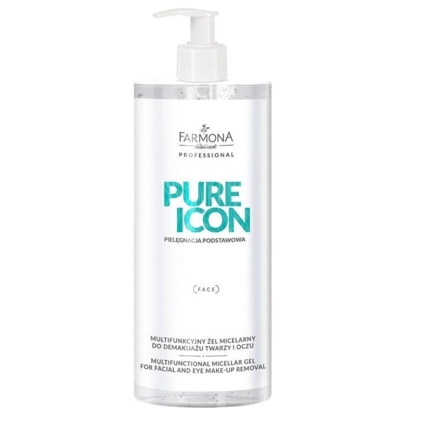 FARMONA PURE ICON multifunkcinis micelinis gelis-prausiklis veido ir akių makiažo nuvalymui (be SLS), 500 ml FARMONA PURE ICON multifunkcinis micelinis gelis-prausiklis veido ir akių makiažo nuvalymui (be SLS), 500 ml