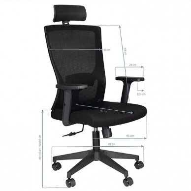 Registratūros ir biuro kėdė COMFORT 32H, juodos spalvos 4 Registratūros ir biuro kėdė COMFORT 32H, juodos spalvos 4