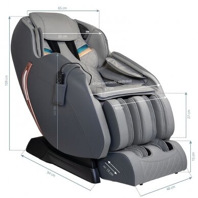 SAKURA fotelis su masažo funkcija pilkos spalvos PREMIUM 807 10 SAKURA fotelis su masažo funkcija pilkos spalvos PREMIUM 807 10