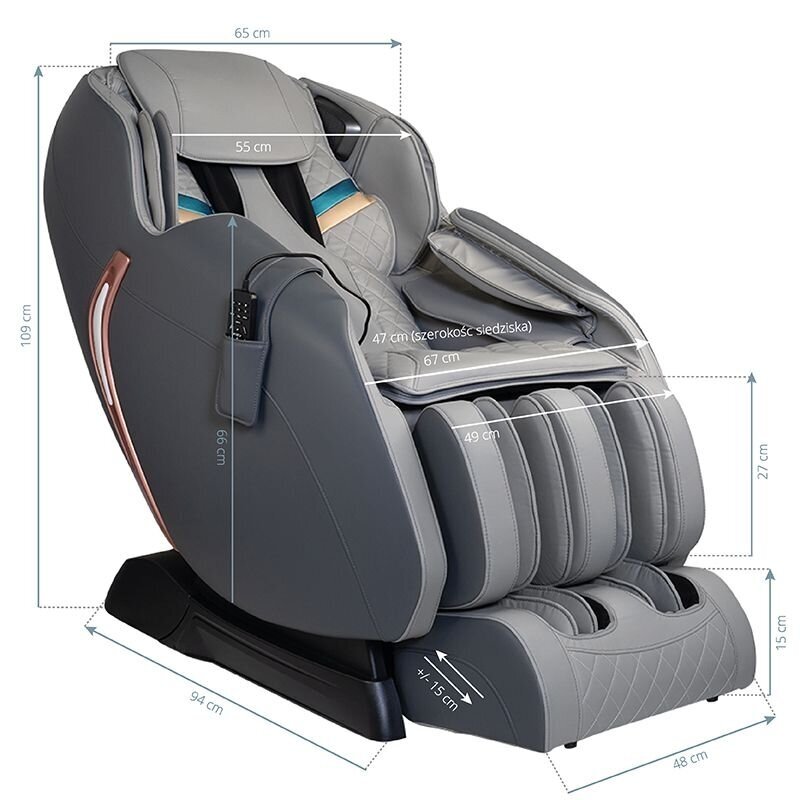 SAKURA fotelis su masažo funkcija pilkos spalvos PREMIUM 807 10 SAKURA fotelis su masažo funkcija pilkos spalvos PREMIUM 807 10