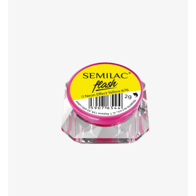SEMILAC FLASH 676 pudra manikiūro dailei NEON EFFECT YELLOW,2 g. SEMILAC FLASH 676 pudra manikiūro dailei NEON EFFECT YELLOW,2 g.