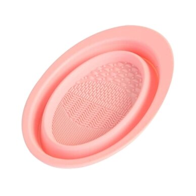 Silikoninė vonelė makiažo šepetėliams plauti PINK OVAL 1