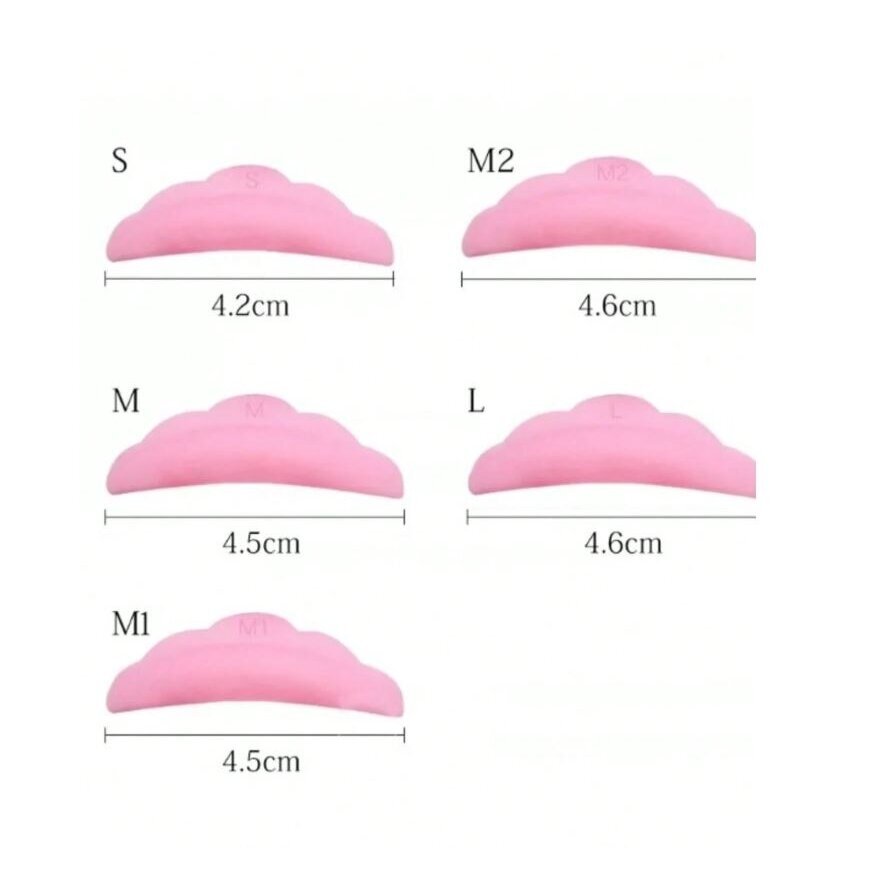 Silikoniniai padeliai blakstienų laminavimui PINK (5 poros), 10 vnt. 1 Silikoniniai padeliai blakstienų laminavimui PINK (5 poros), 10 vnt. 1