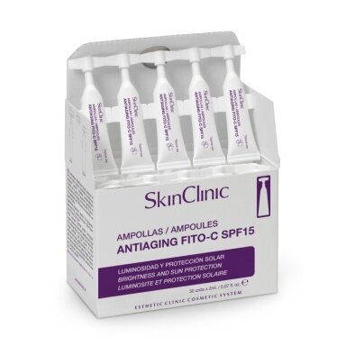 SkinClinic FITO ANTI AGING anti-senėjimo fito kokteilis veido odai su vitaminu C ir SPF. Momentinis veido odos spalvos gerinimas ir apsauga 2ml. 30vnt. SkinClinic FITO ANTI AGING anti-senėjimo fito kokteilis veido odai su vitaminu C ir SPF. Momentinis veido odos spalvos gerinimas ir apsauga 2ml. 30vnt.