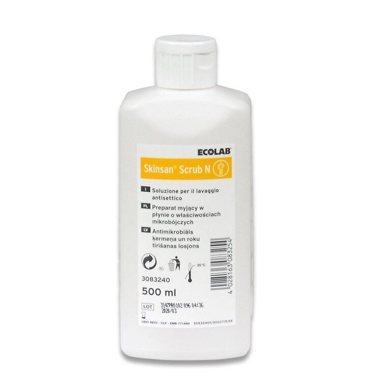 SKINSAN mikrobiocidinis priešprocedūrinis viso kūno prausiklis, 500 ml SKINSAN mikrobiocidinis priešprocedūrinis viso kūno prausiklis, 500 ml