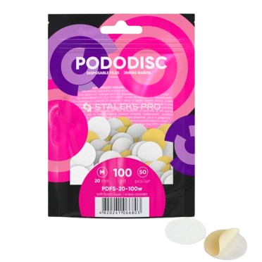 STALEKS keičiami abrazyvai soft foam podo diskui PODODISC M EXPERT 100 gritų, 50 vnt STALEKS keičiami abrazyvai soft foam podo diskui PODODISC M EXPERT 100 gritų, 50 vnt