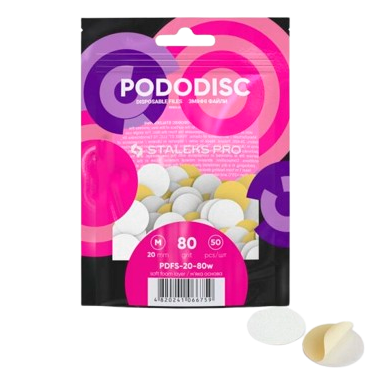 STALEKS keičiami abrazyvai soft foam podo diskui PODODISC M EXPERT 80 gritų, 50 vnt