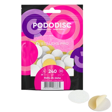 STALEKS keičiami abrazyvai soft foam podo diskui PODODISC L EXPERT 240 gritų, 50 vnt STALEKS keičiami abrazyvai soft foam podo diskui PODODISC L EXPERT 240 gritų, 50 vnt