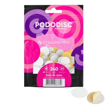 STALEKS keičiami abrazyvai soft foam podo diskui PODODISC M EXPERT 240 gritų, 50 vnt