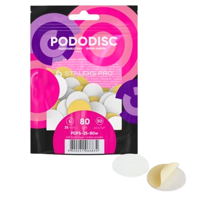 STALEKS keičiami abrazyvai soft foam podo diskui PODODISC L EXPERT 80 gritų, 50 vnt STALEKS keičiami abrazyvai soft foam podo diskui PODODISC L EXPERT 80 gritų, 50 vnt