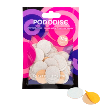 STALEKS keičiami abrazyvai podo diskui PODODISC M EXPERT 320 gr, 50 vnt