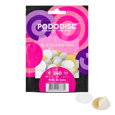 STALEKS keičiami abrazyvai soft foam podo diskui PODODISC M EXPERT 240 gritų, 50 vnt
