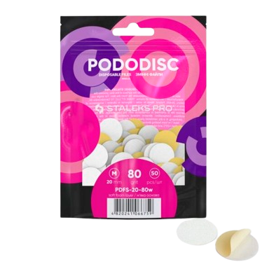 STALEKS keičiami abrazyvai soft foam podo diskui PODODISC M EXPERT 80 gritų, 50 vnt