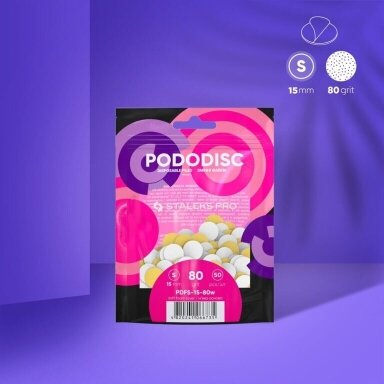 STALEKS keičiami abrazyvai soft foam podo diskui PODODISC S EXPERT 80 gritų, 50 vnt