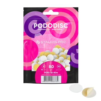 STALEKS keičiami abrazyvai soft foam podo diskui PODODISC S EXPERT 80 gritų, 50 vnt