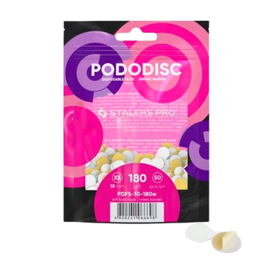 STALEKS keičiami abrazyvai soft foam podo diskui PODODISC XS EXPERT 180 gritų, 50 vnt