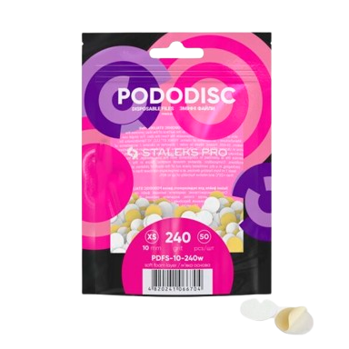 STALEKS keičiami abrazyvai soft foam podo diskui PODODISC XS EXPERT 240 gritų, 50 vnt