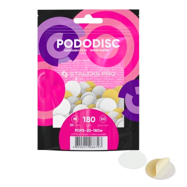 STALEKS PRO profesionalūs keičiami PODO SOFT FOAM diskeliai 20 mm (180gritų), 50 vnt