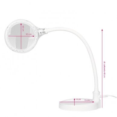 ELEGANTE RED LINE profesionali kosmetologinė stalinė LED lempa - lupa ELEGANTE 2014-2R 30 SMD 5D su stovu ir tvirtinimu prie paviršių funkcija, baltos spalvos 5 ELEGANTE RED LINE profesionali kosmetologinė stalinė LED lempa - lupa ELEGANTE 2014-2R 30 SMD 5D su stovu ir tvirtinimu prie paviršių funkcija, baltos spalvos 5