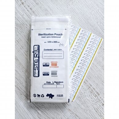 STERIL PRO sterilizavimo vokai-maišeliai su vidiniais indikatoriais, 100*200 (balti) mm., 100 vnt. (MADE IN UKRAINE) 2 STERIL PRO sterilizavimo vokai-maišeliai su vidiniais indikatoriais, 100*200 (balti) mm., 100 vnt. (MADE IN UKRAINE) 2
