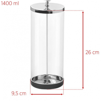 Stiklinis indas įrankių mirkimui ir dezinfekcijai, 1400 ml 2 Stiklinis indas įrankių mirkimui ir dezinfekcijai, 1400 ml 2