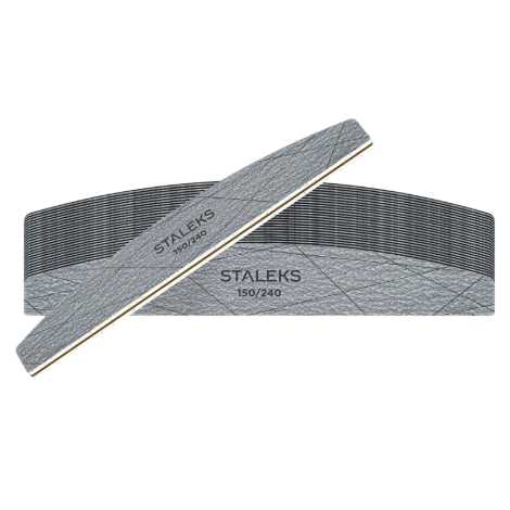STALEKS SMART pusmėnulio formos mineralinė nagų dildė, 150/240 gritų (25 vnt.) STALEKS SMART pusmėnulio formos mineralinė nagų dildė, 150/240 gritų (25 vnt.)