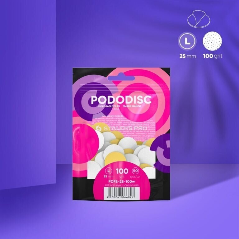 STALEKS keičiami abrazyvai soft foam podo diskui PODODISC L EXPERT 100 gr, 50 vnt 2 STALEKS keičiami abrazyvai soft foam podo diskui PODODISC L EXPERT 100 gr, 50 vnt 2