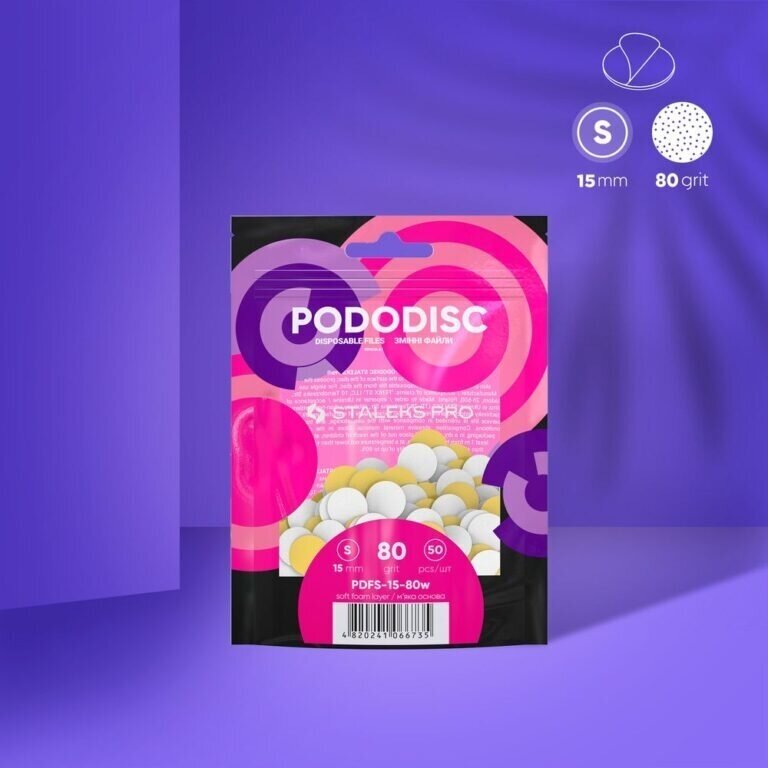 STALEKS keičiami abrazyvai soft foam podo diskui PODODISC S EXPERT 80 gritų, 50 vnt 1