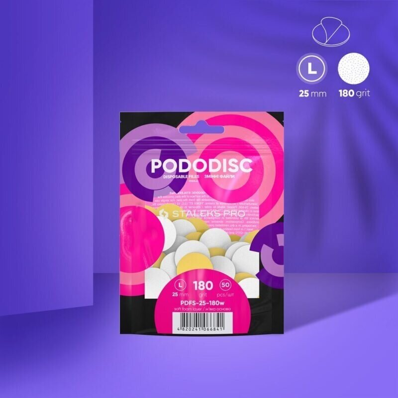 STALEKS keičiami abrazyvai soft foam podo diskui PODODISC L EXPERT 180 gr, 50 vnt 2 STALEKS keičiami abrazyvai soft foam podo diskui PODODISC L EXPERT 180 gr, 50 vnt 2
