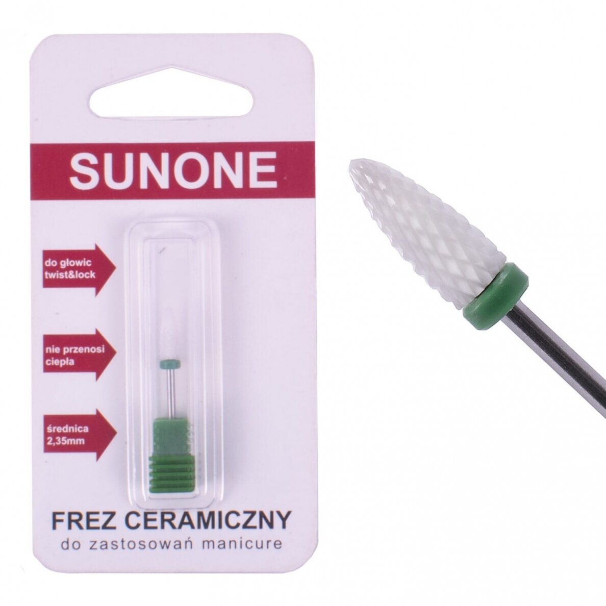 SUNONE profesionalus keramikinis frezos antgalis manikiūrui GREEN SUNONE profesionalus keramikinis frezos antgalis manikiūrui GREEN