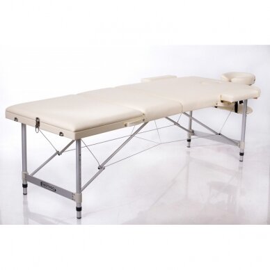 Profesionalus sulankstomas masažo stalas ALU 3 CREAM 1 Profesionalus sulankstomas masažo stalas ALU 3 CREAM 1