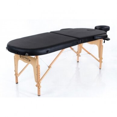 Profesionalus sulankstomas masažo stalas kosmetologams RESTPRO® CLASSIC OVAL 2 BLACK 1 Profesionalus sulankstomas masažo stalas kosmetologams RESTPRO® CLASSIC OVAL 2 BLACK 1