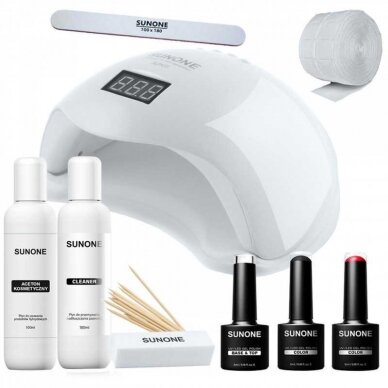 SUNONE ® HYBRID SET gelinio lakavimo rinkinys su UV manikiūro lempa S01 SUNONE ® HYBRID SET gelinio lakavimo rinkinys su UV manikiūro lempa S01