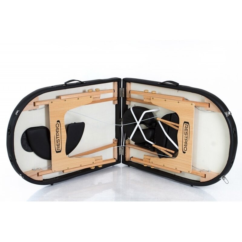 Profesionalus sulankstomas masažo stalas kosmetologams RESTPRO® CLASSIC OVAL 2 BLACK 2